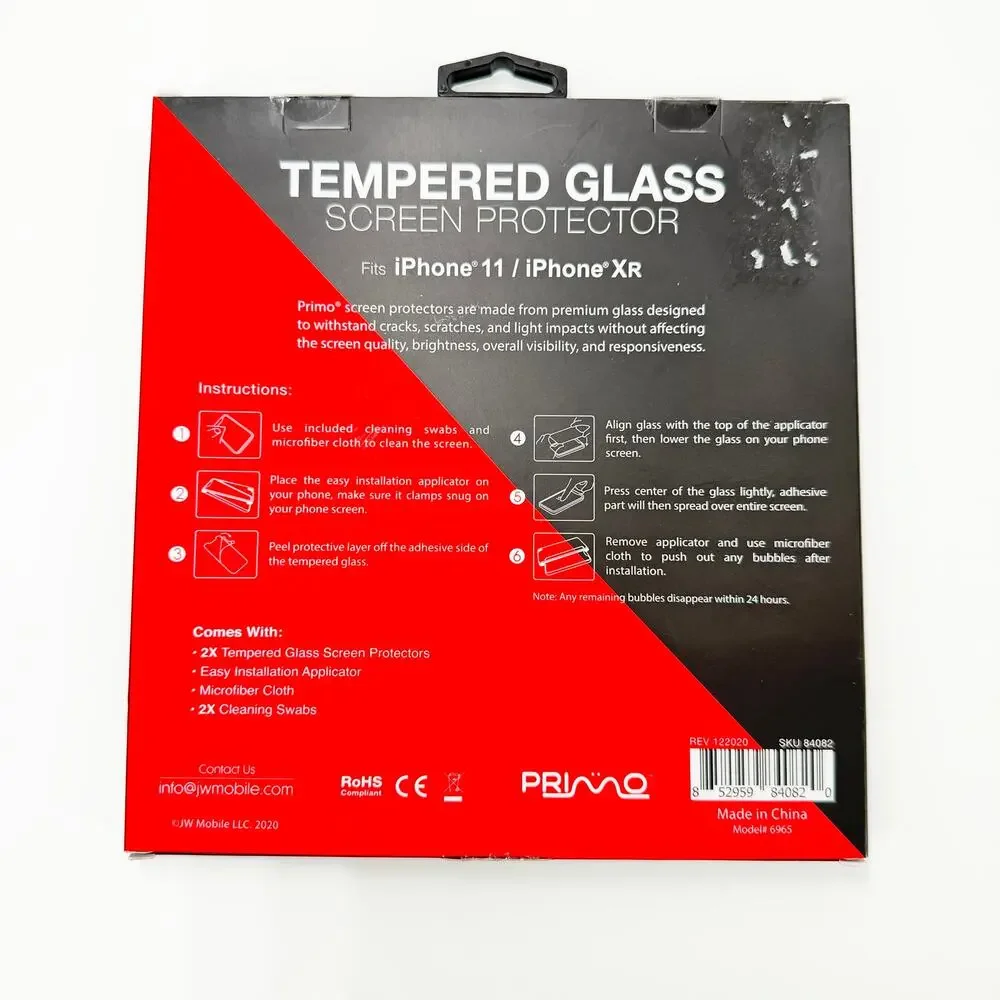 PRIMO iPhone 11 / iPhone XR Screen Protector 2 Pack Tempered Glass NIB Apple New